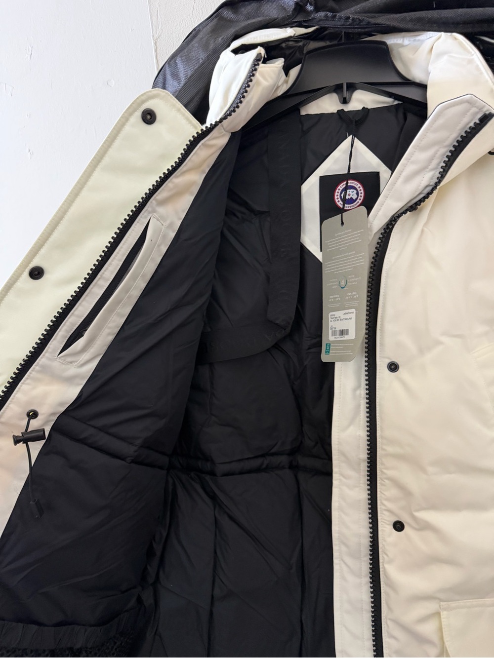Canada Goose White and Black Insulated Parka with Hood - Picture 5 of 7